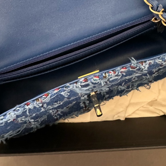 Chanel Blue Tweed Quilted Small Mini Classic Flap Bag - Picture 7 of 11